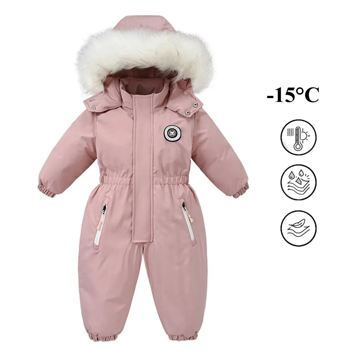 Baby Warm Cotton Hooded Jumpsuit Romper