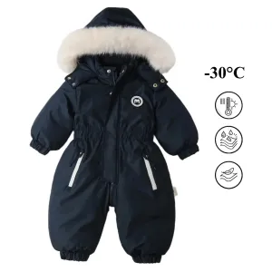 Baby Warm Cotton Hooded Jumpsuit Romper