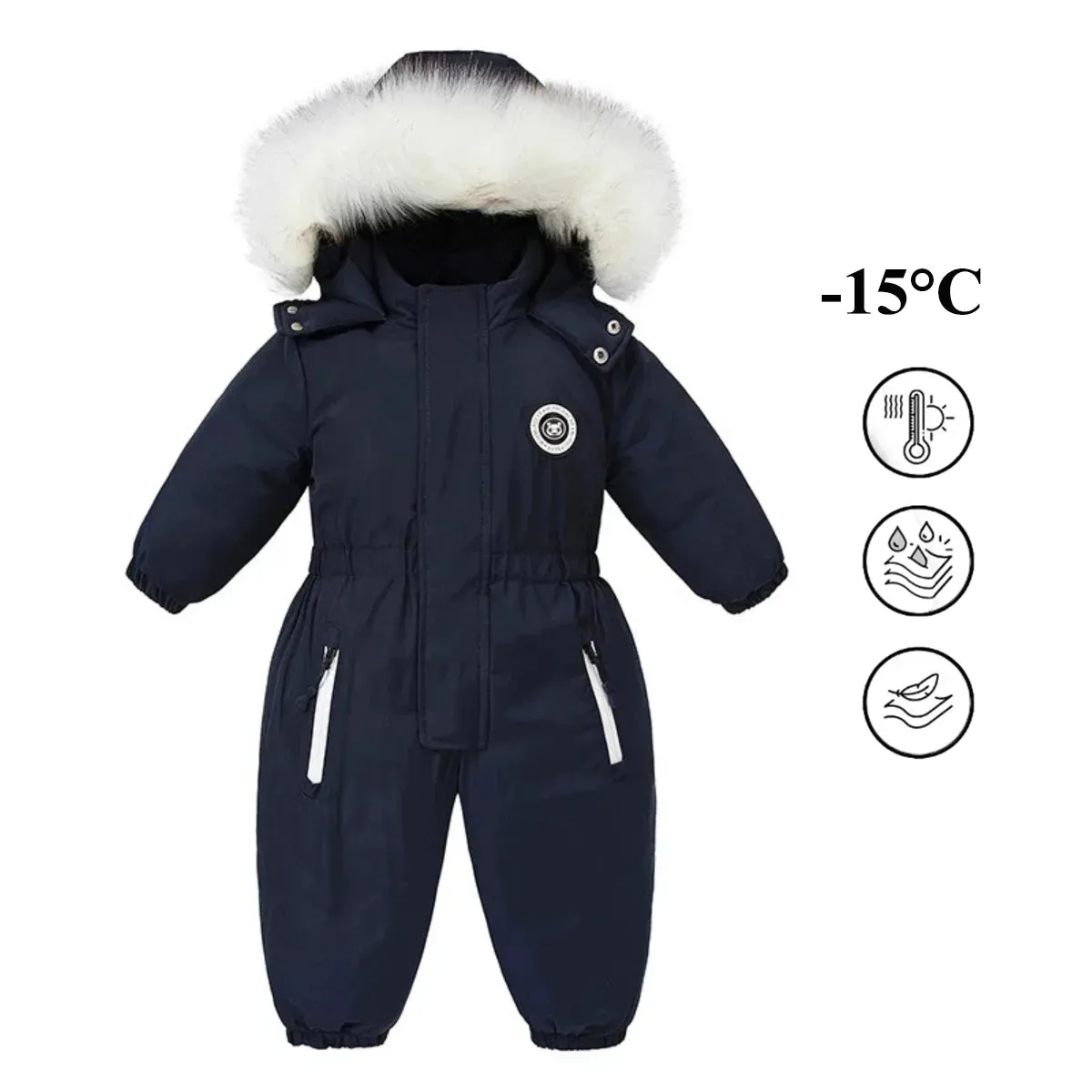 Baby Warm Cotton Hooded Jumpsuit Romper