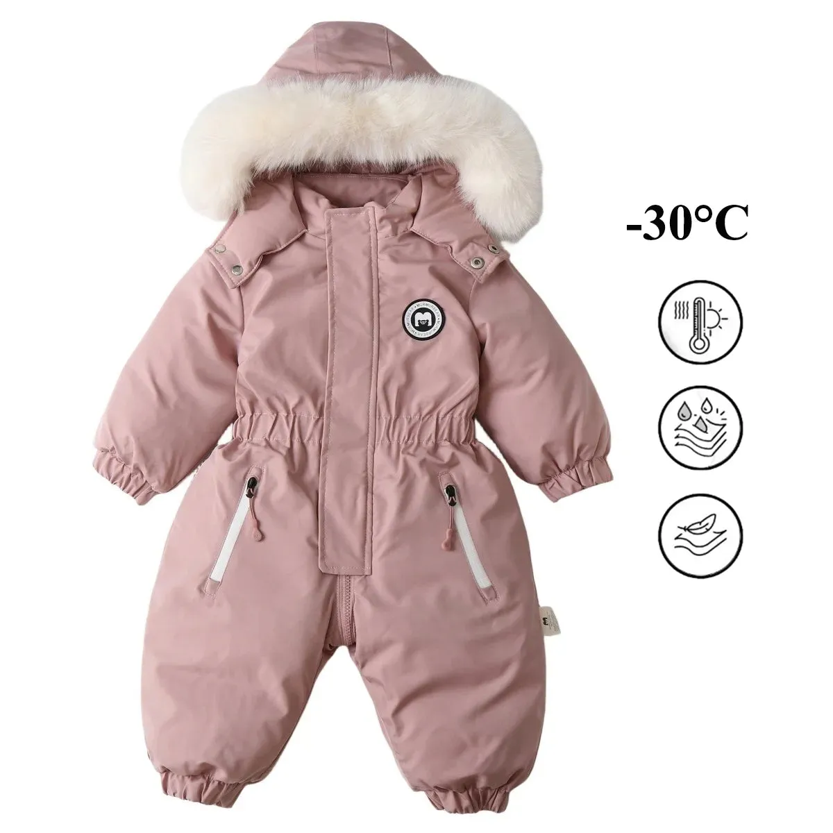 Baby Warm Cotton Hooded Jumpsuit Romper