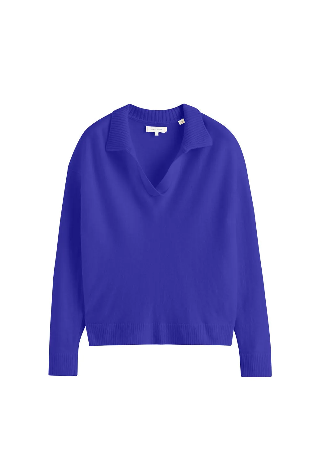 Blue-Violet Wool-Cashmere Collared Sweater