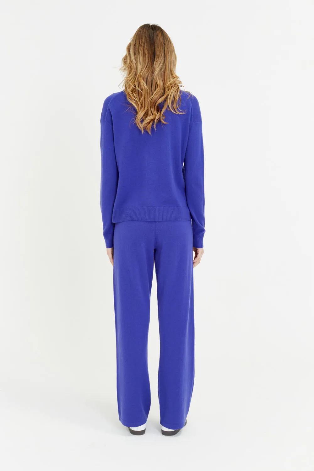 Blue-Violet Wool-Cashmere Collared Sweater