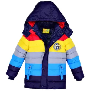 Boys Stripe Down Warm Hooded Jacket