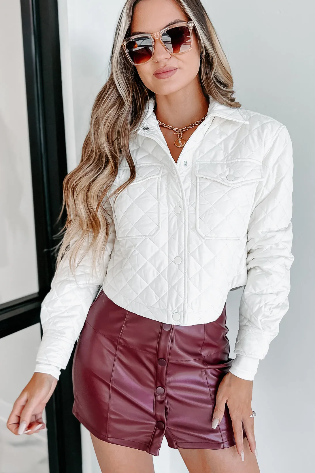 Changing Seasons Cropped Quilted Jacket (Ivory)