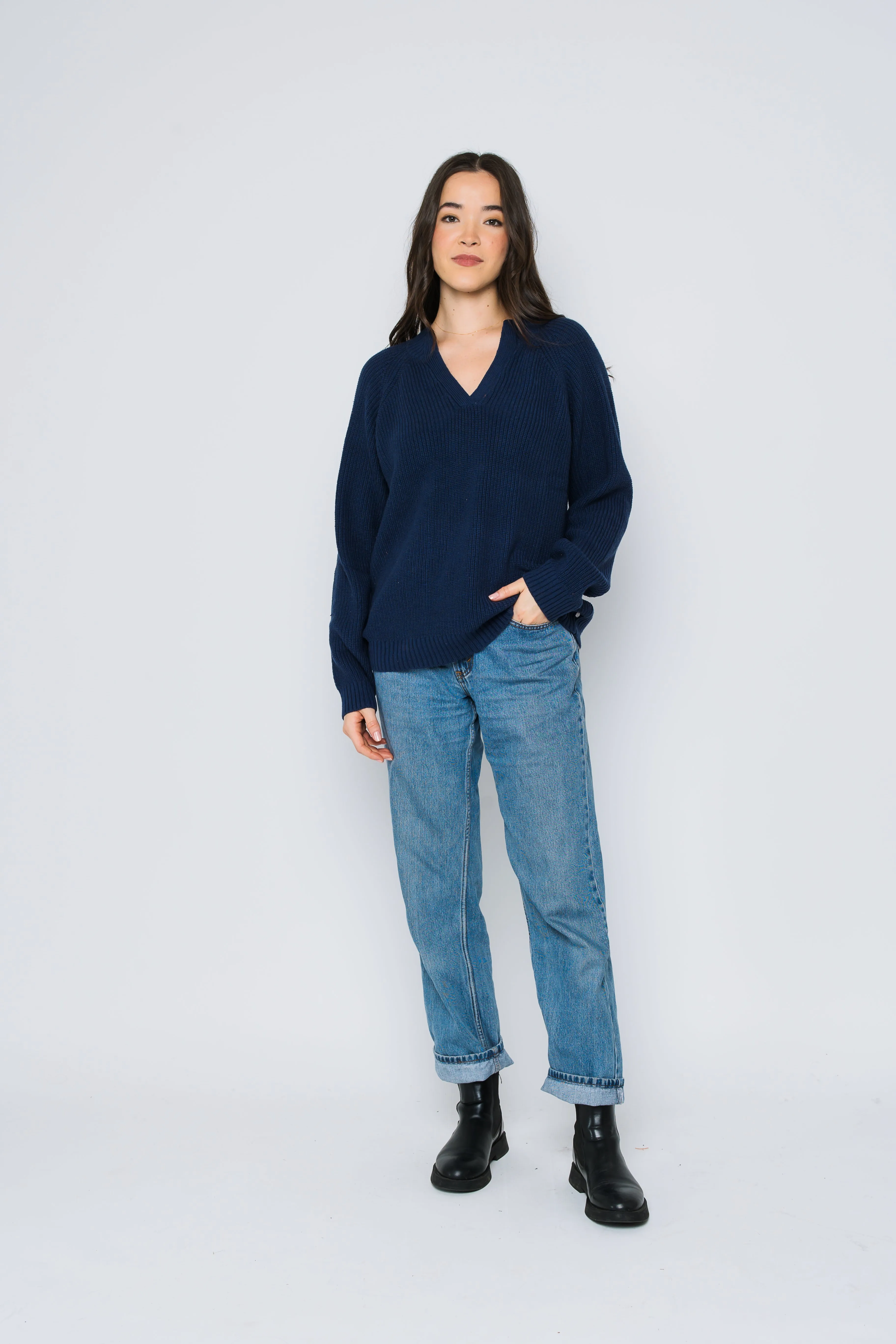 Christy-Mock Neck Split Front Pullover