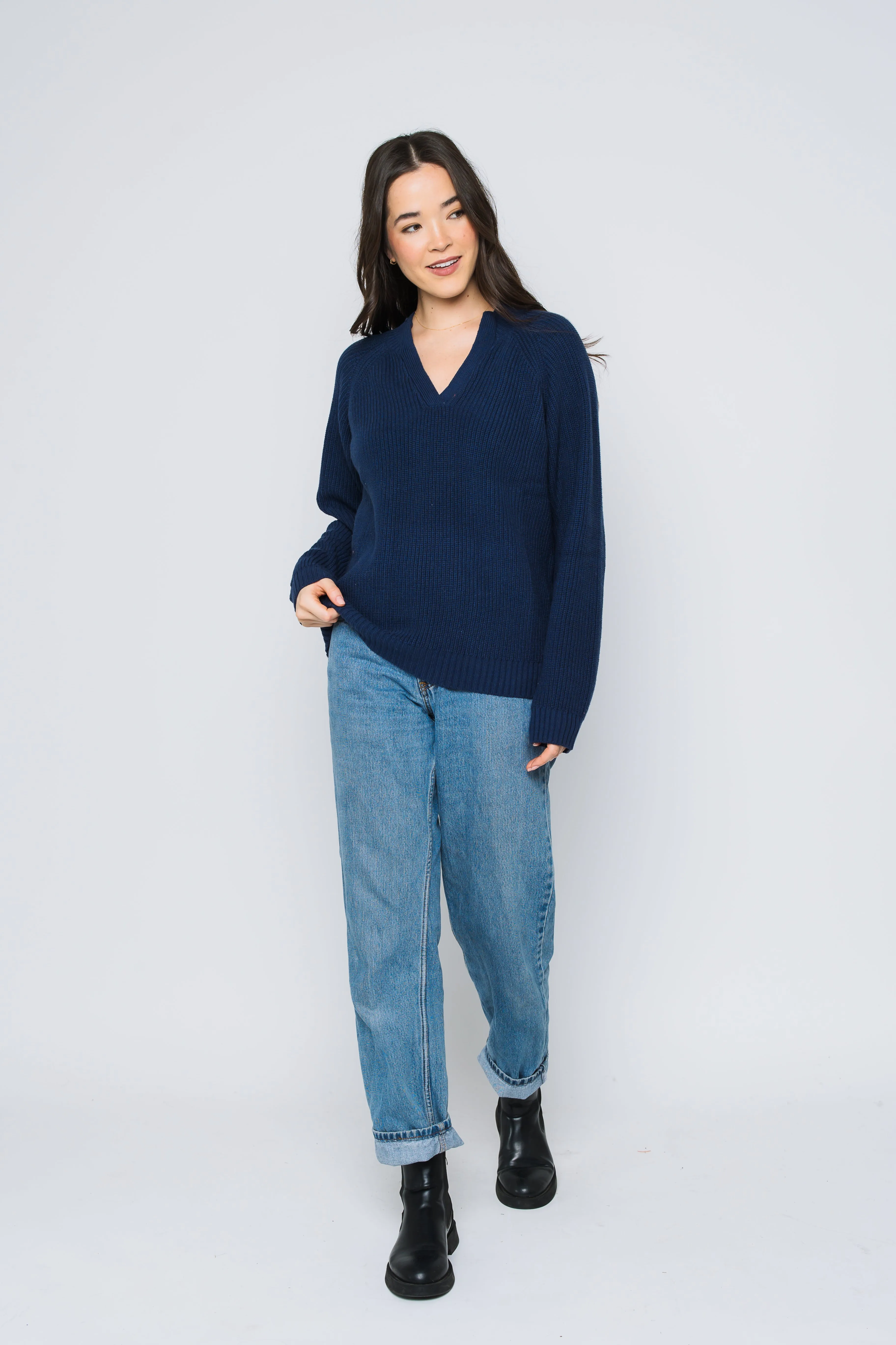 Christy-Mock Neck Split Front Pullover