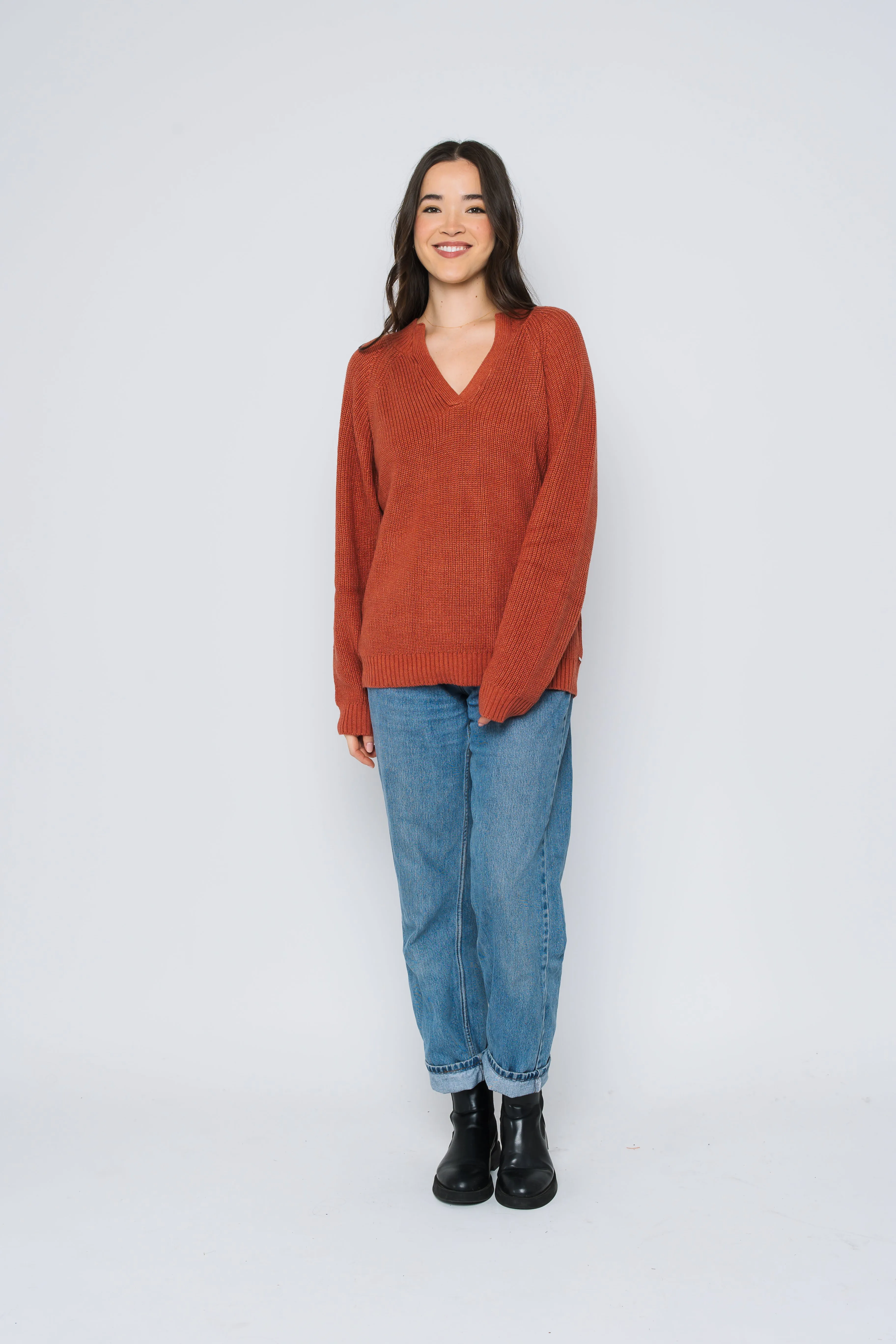 Christy-Mock Neck Split Front Pullover