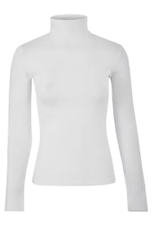 Classic Mock Neck Stretch Slim Fit Top - White