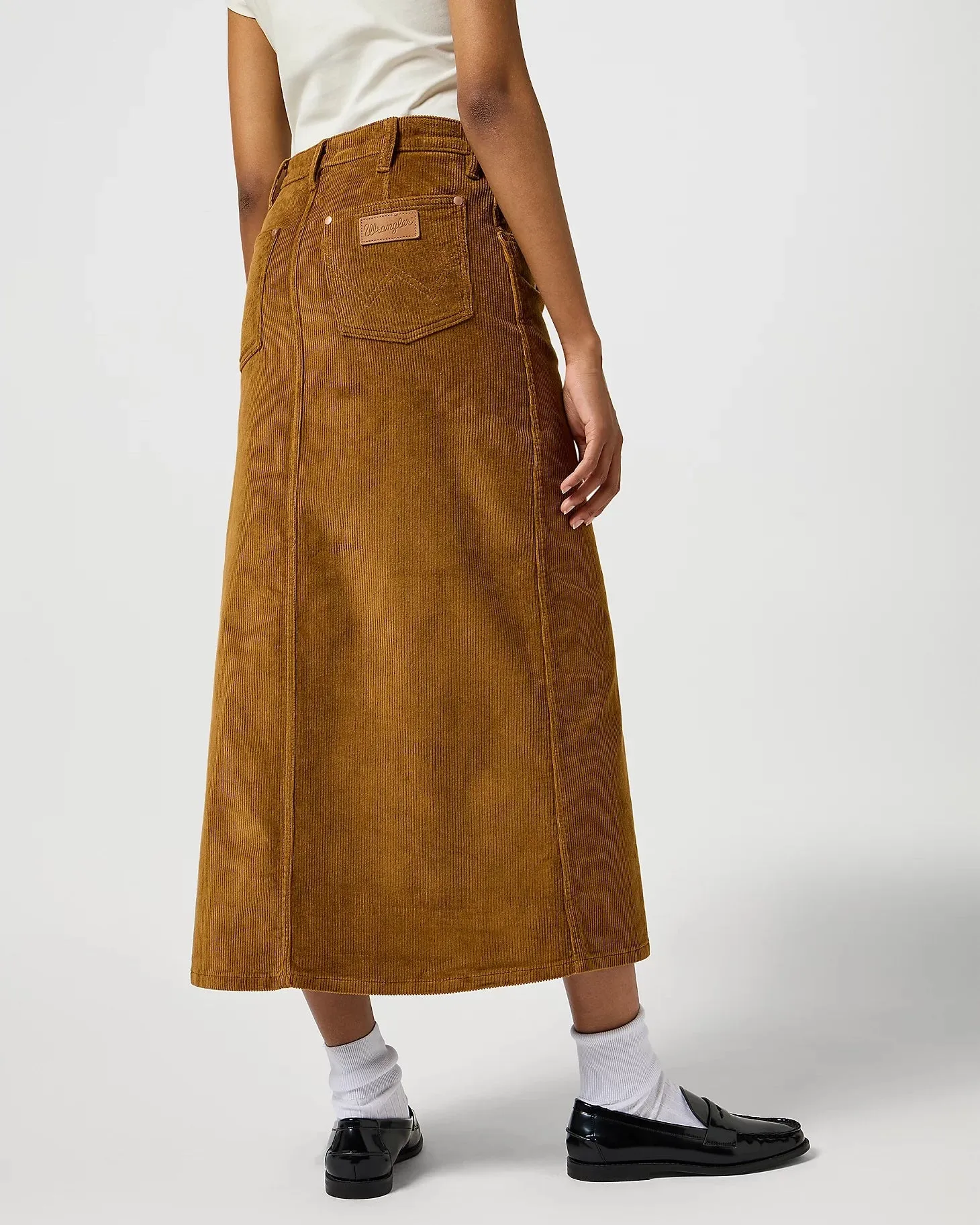 Corduroy Maxi Skirt in Cognac