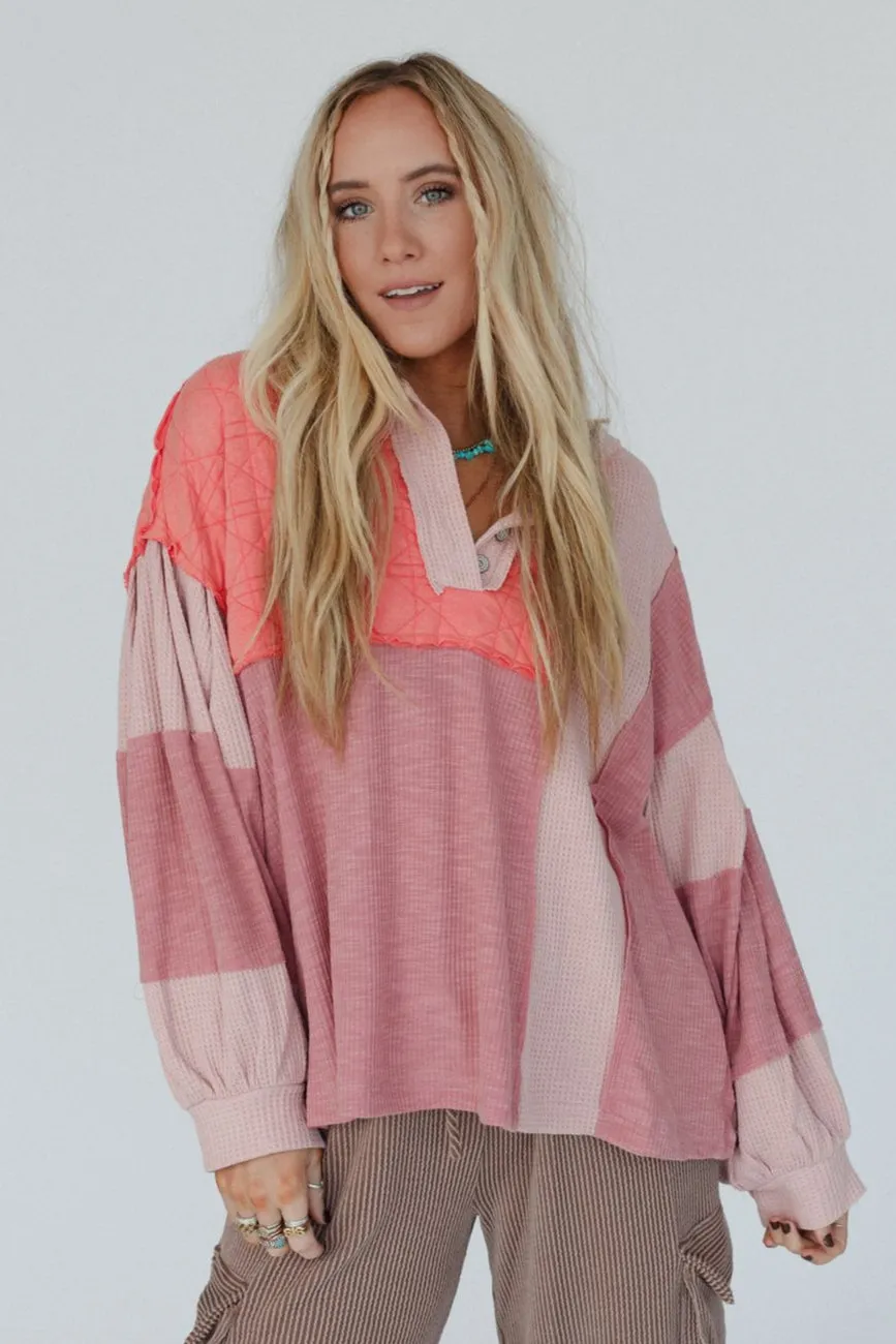 Cozy Oasis Multi Color Top - Coral