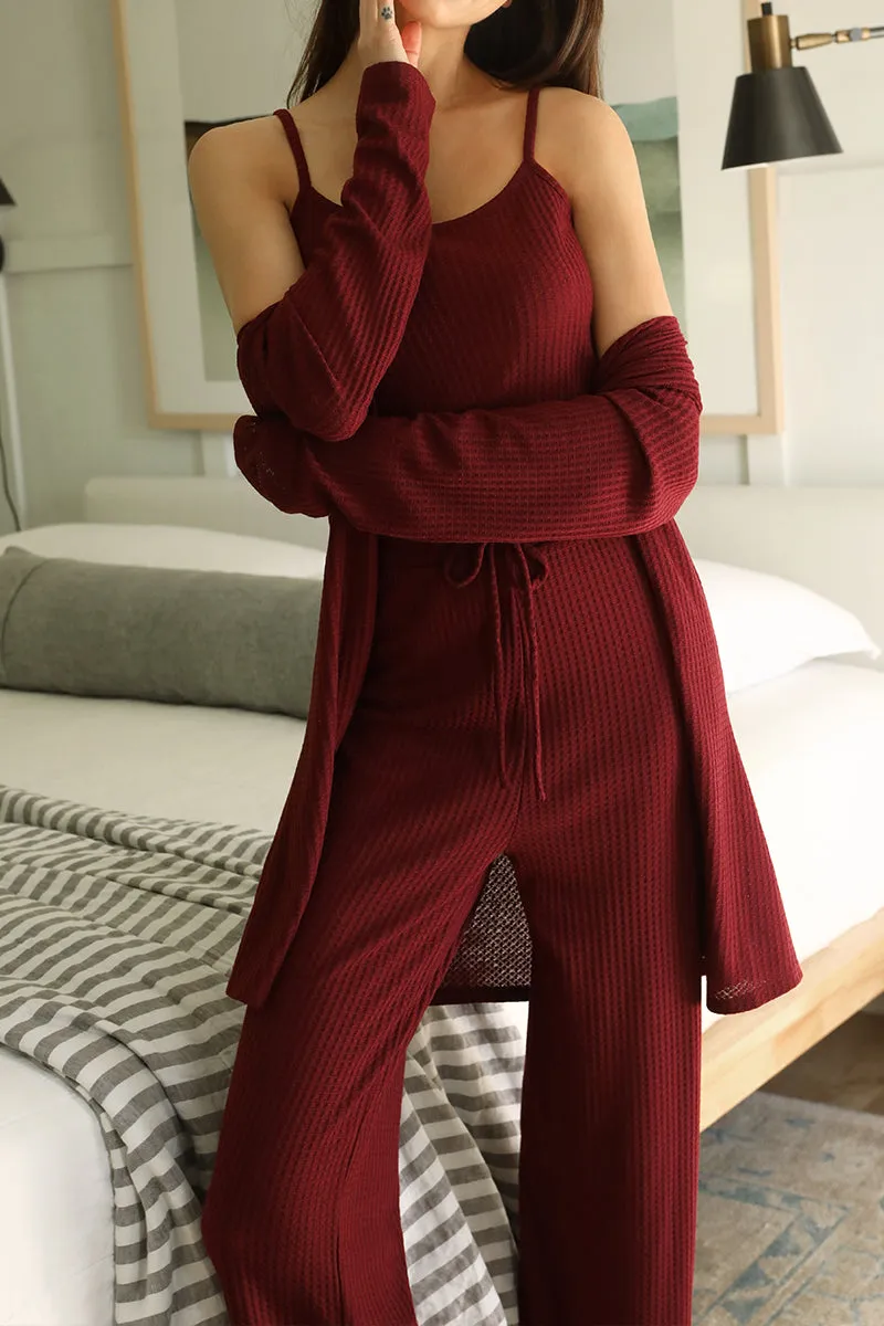 COZY SOFT THERMAL TANK PANTS AND CARDIGAN SET