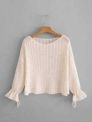 Drop Shoulder Open-Knit Jumper