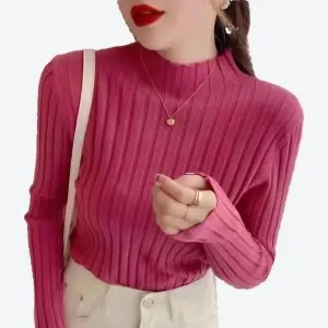 Elegant Ribbed Mock-Neck Sweaters