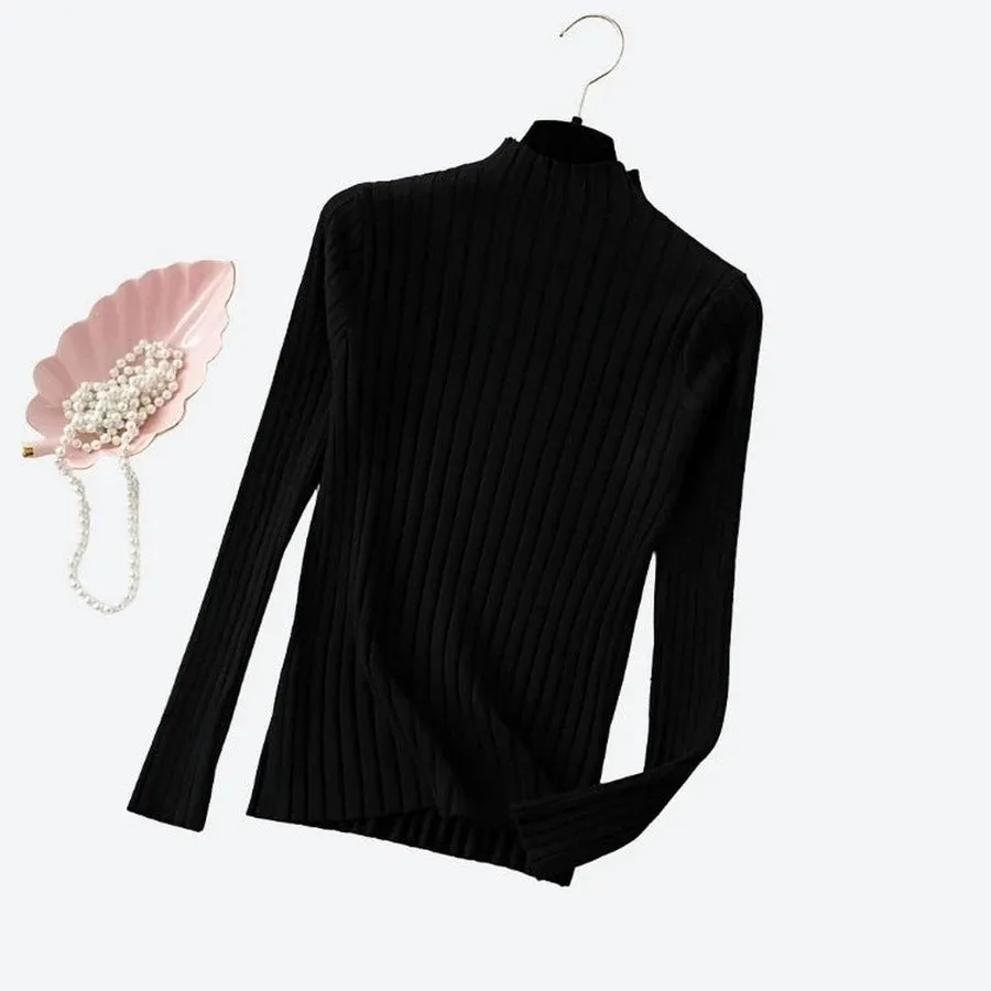 Elegant Ribbed Mock-Neck Sweaters