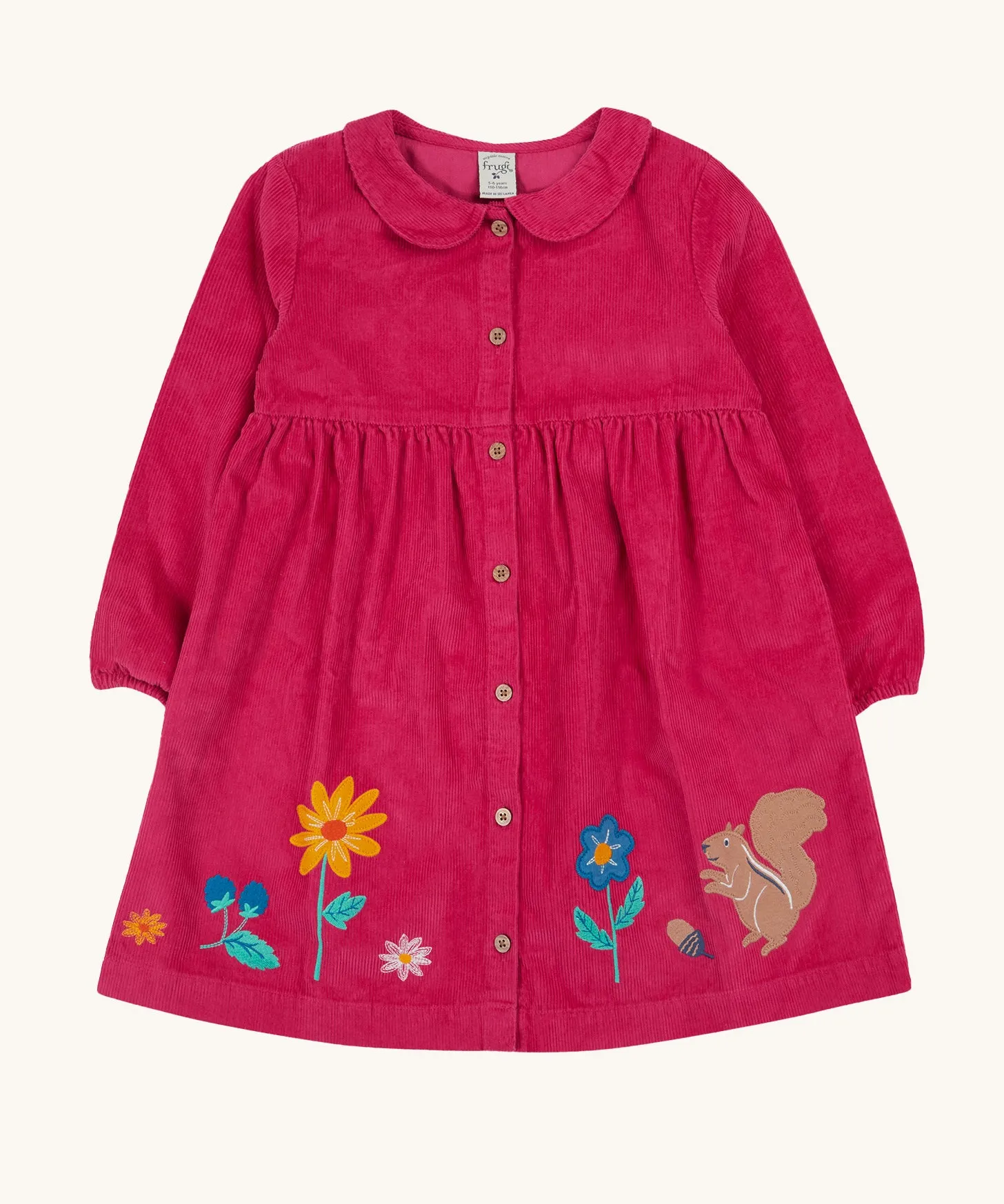 Frugi Coco Cord Dress - Lingonberry/Squirrel