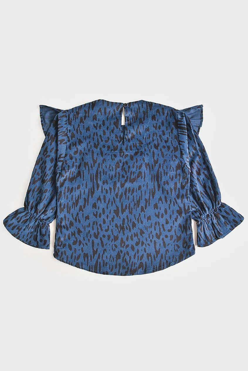 Henley Leopard Navy Top