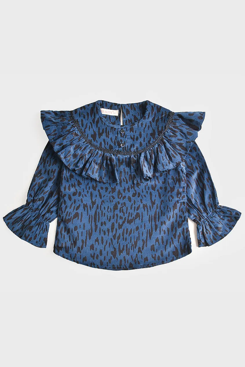 Henley Leopard Navy Top