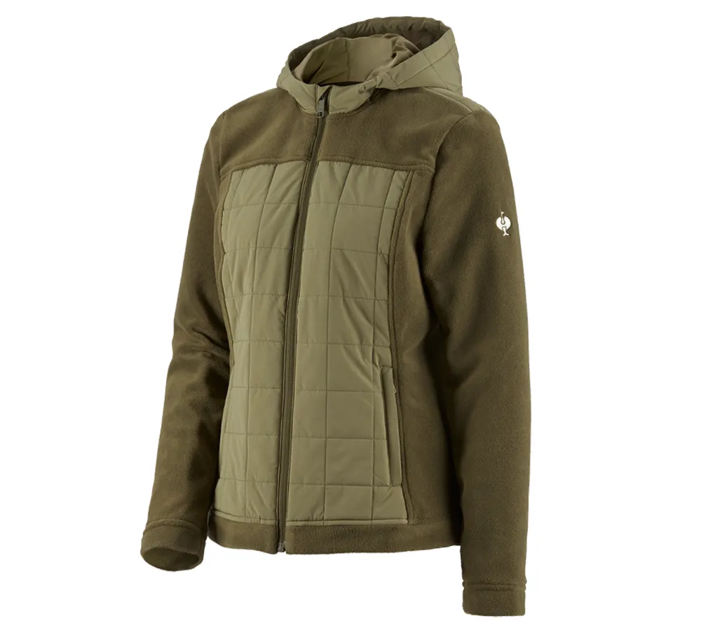 Hybrid fleece hoody jacket e.s.concrete, ladies'