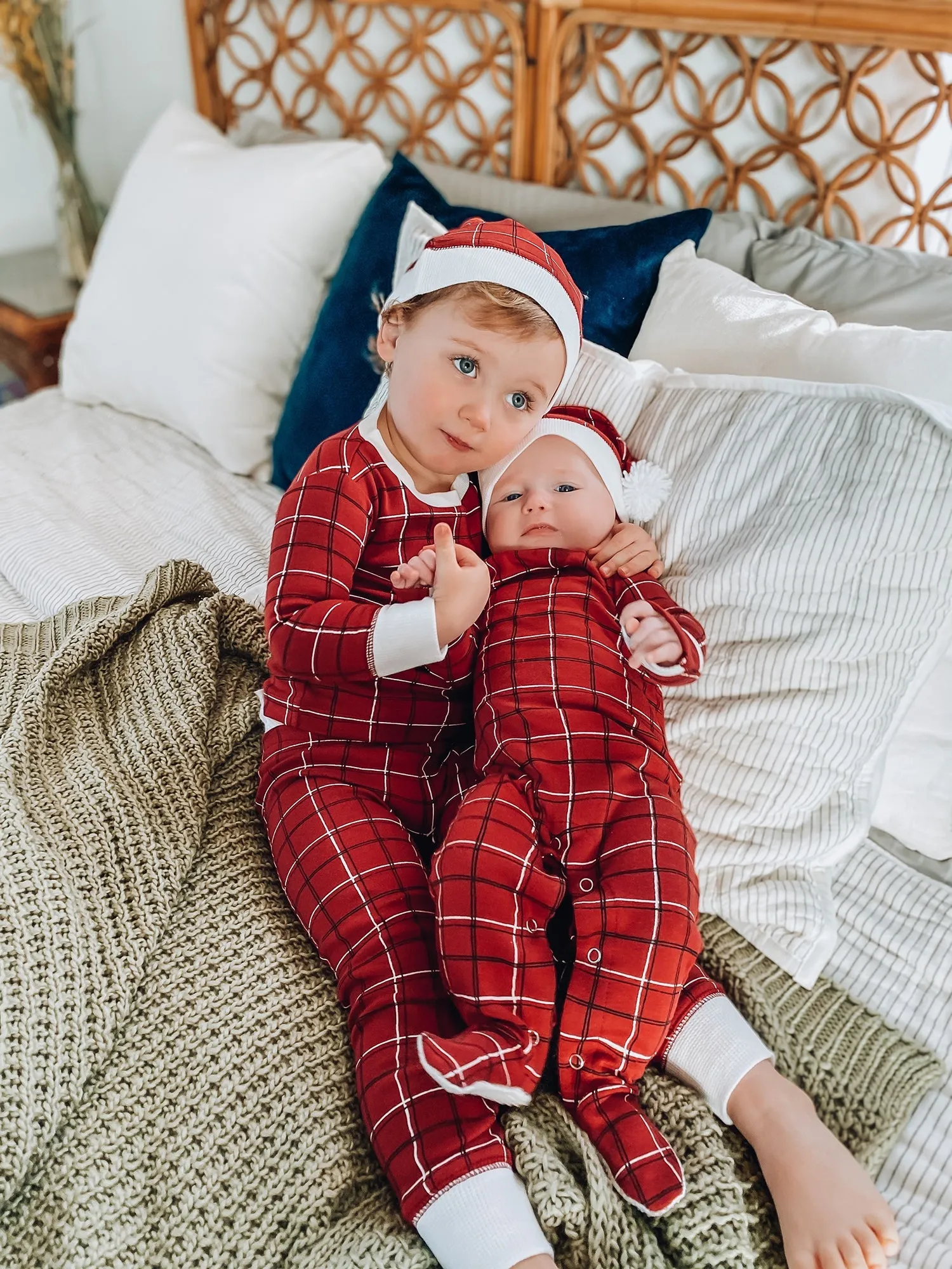 Kids' Organic Holiday PJ & Cap Set