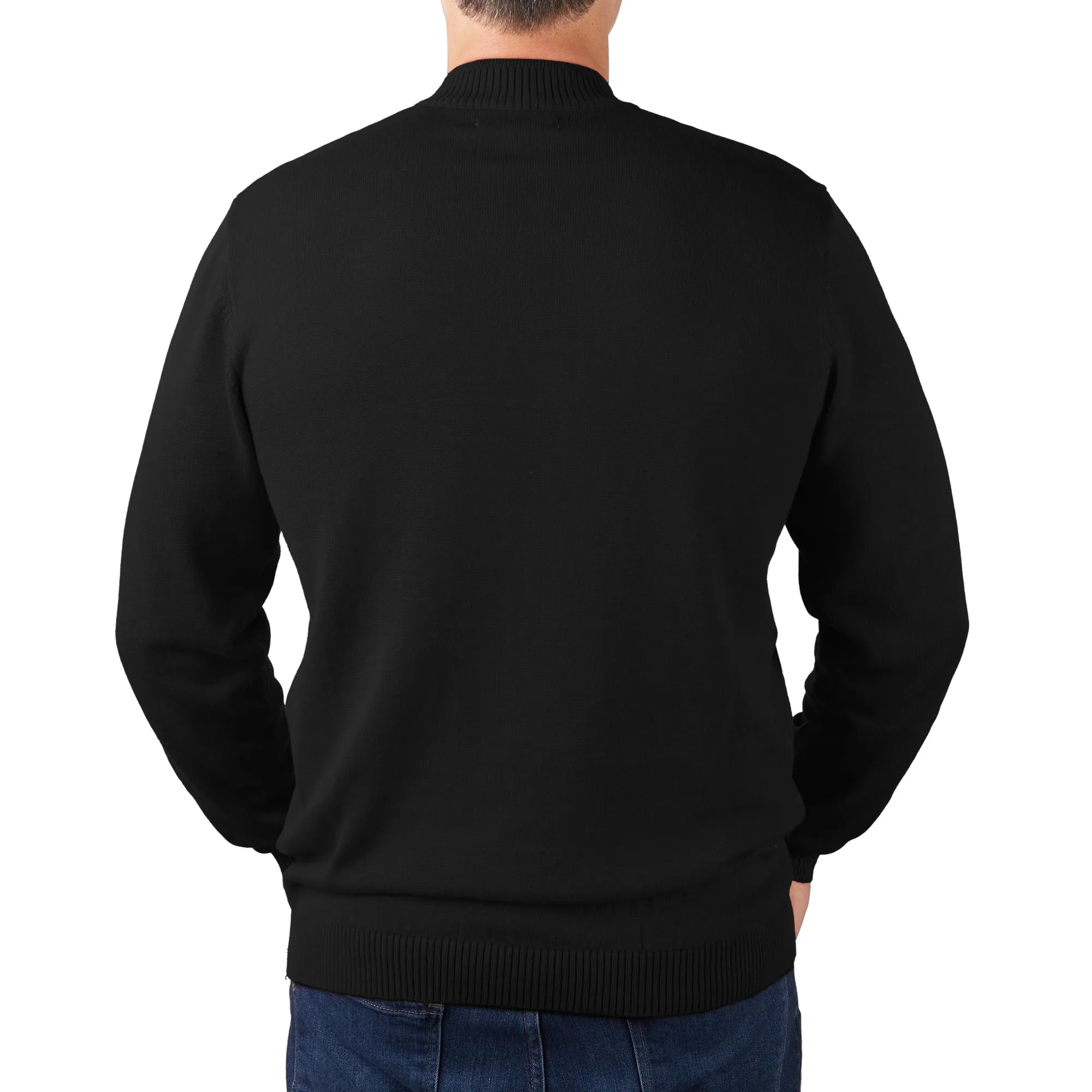 Long Sleeve Mock Neck Sweater by Lorenzo Franco - Black