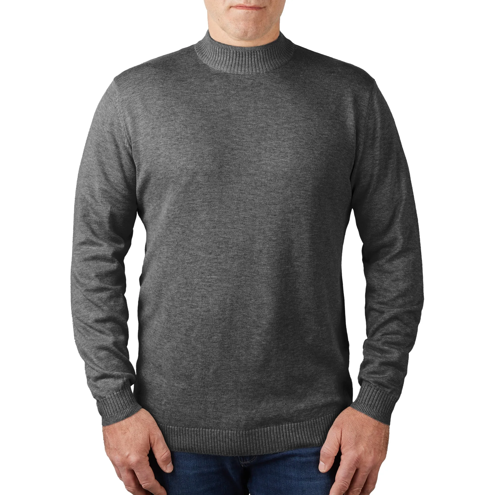 Long Sleeve Mock Neck Sweater by Lorenzo Franco-Charcoal