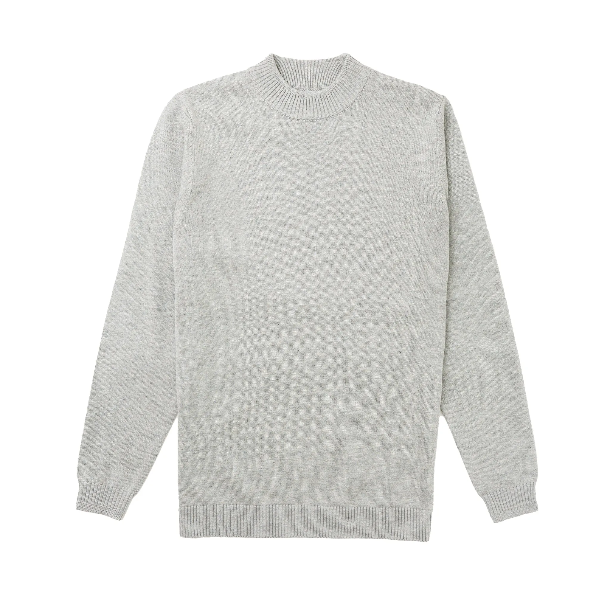 Long Sleeve Mock Neck Sweater by Lorenzo Franco - Light Grey