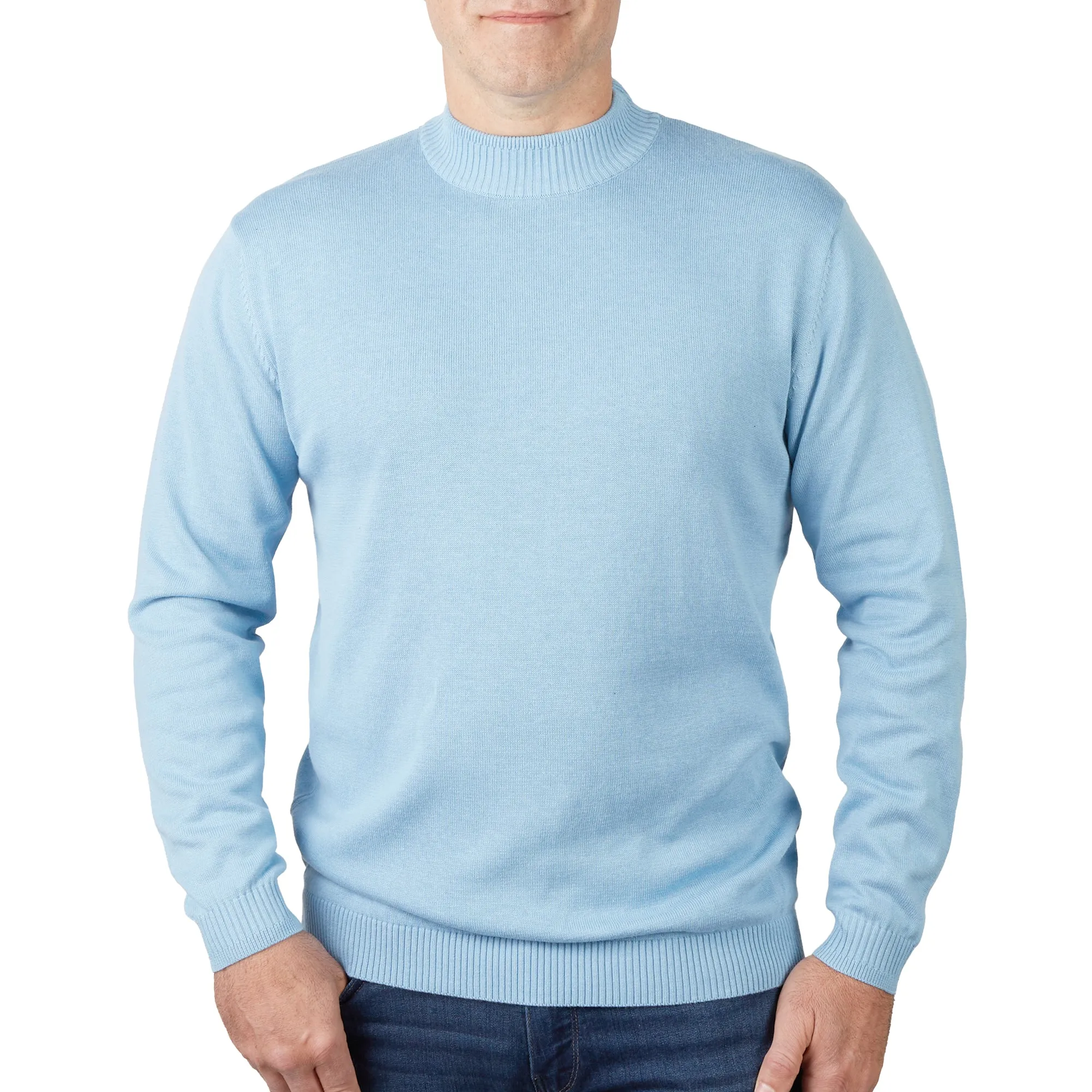 Long Sleeve Mock Neck Sweater by Lorenzo Franco - Sky