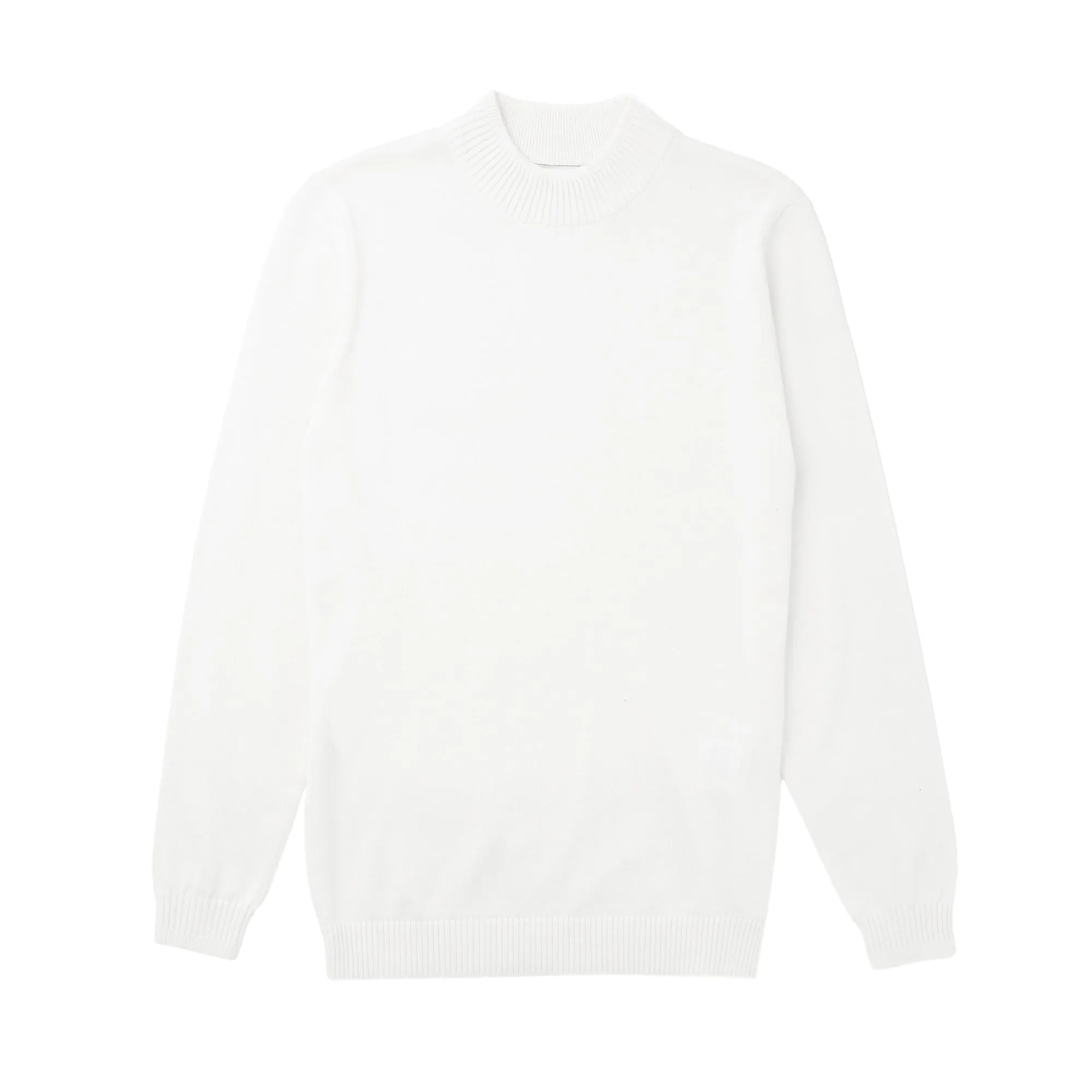 Long Sleeve Mock Neck Sweater by Lorenzo Franco - White