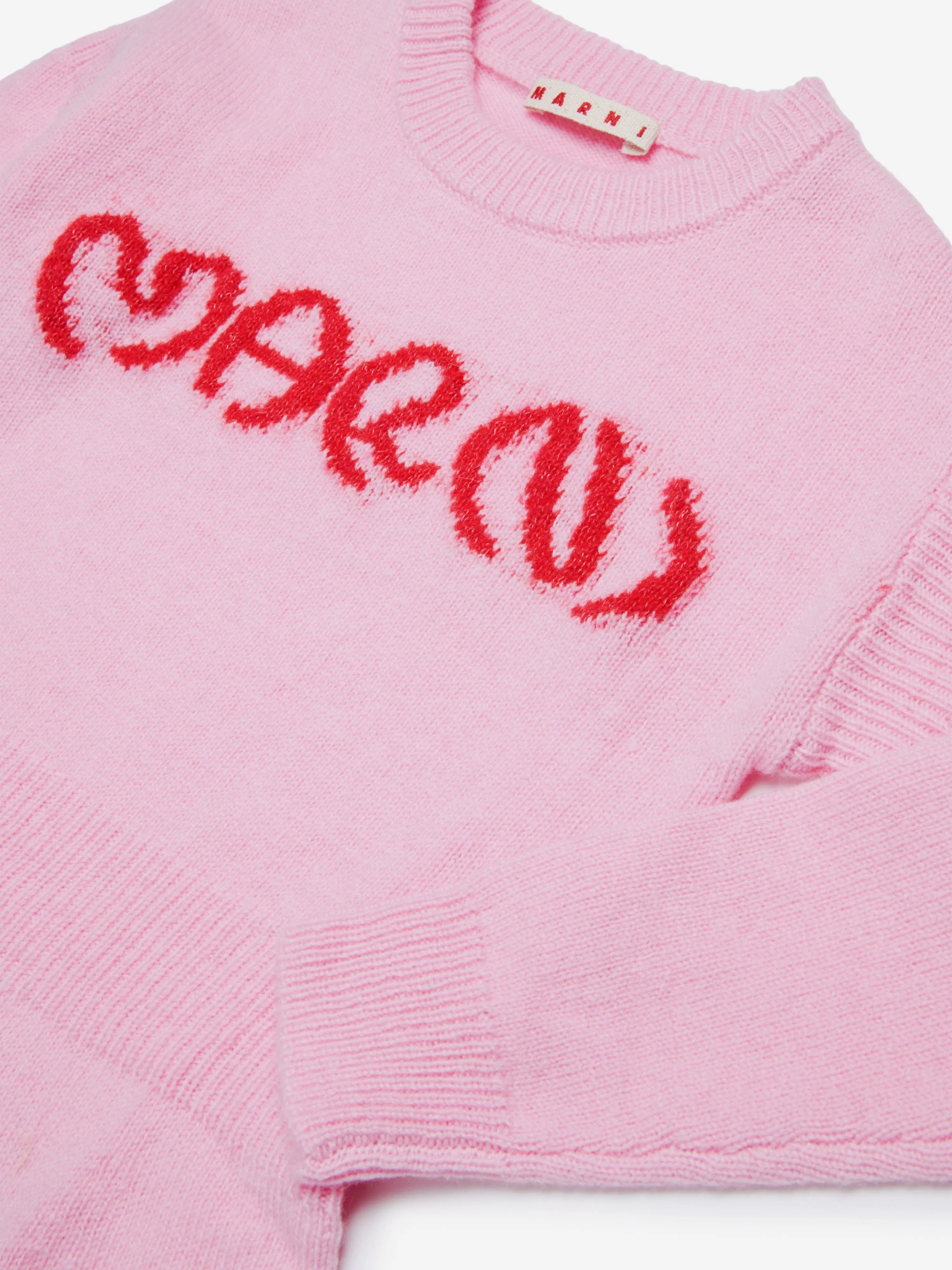 MARNI Girls Knitted Logo Dress in Pink