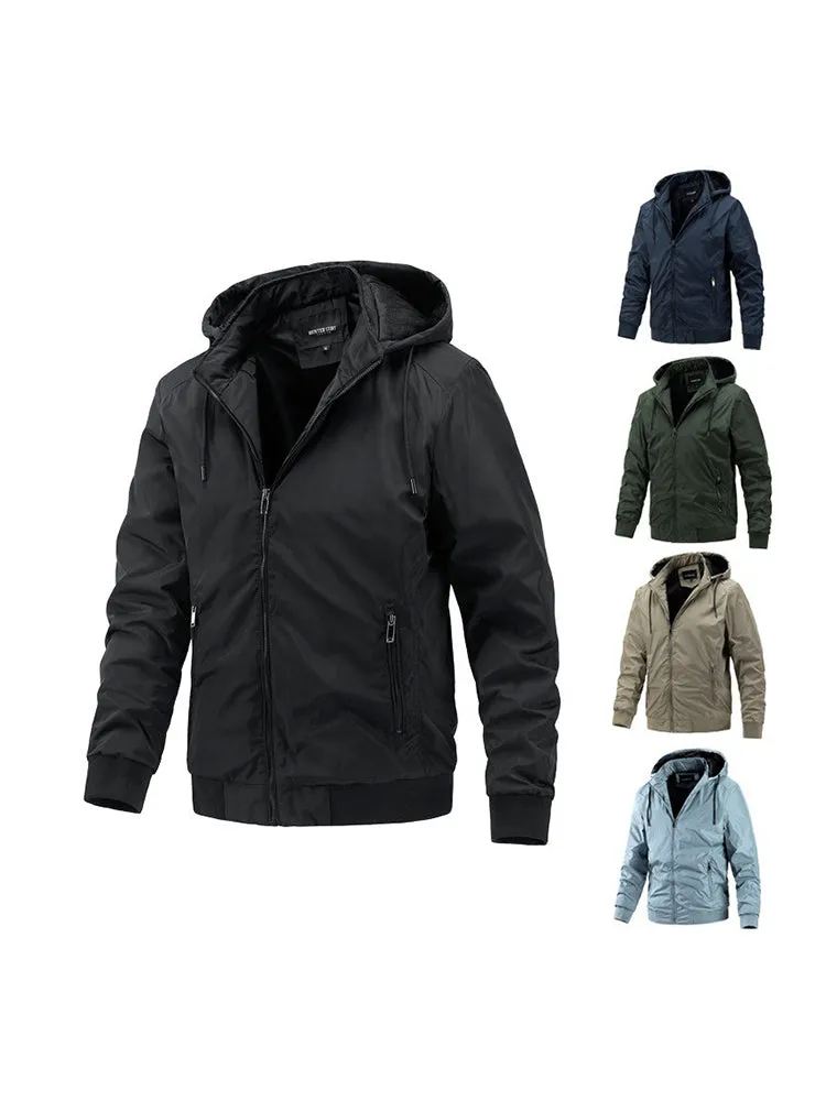 Men's Cotton Jacket Detachable Fashion Workwear Jacket Casual Sports Hooded Cotton Jacket