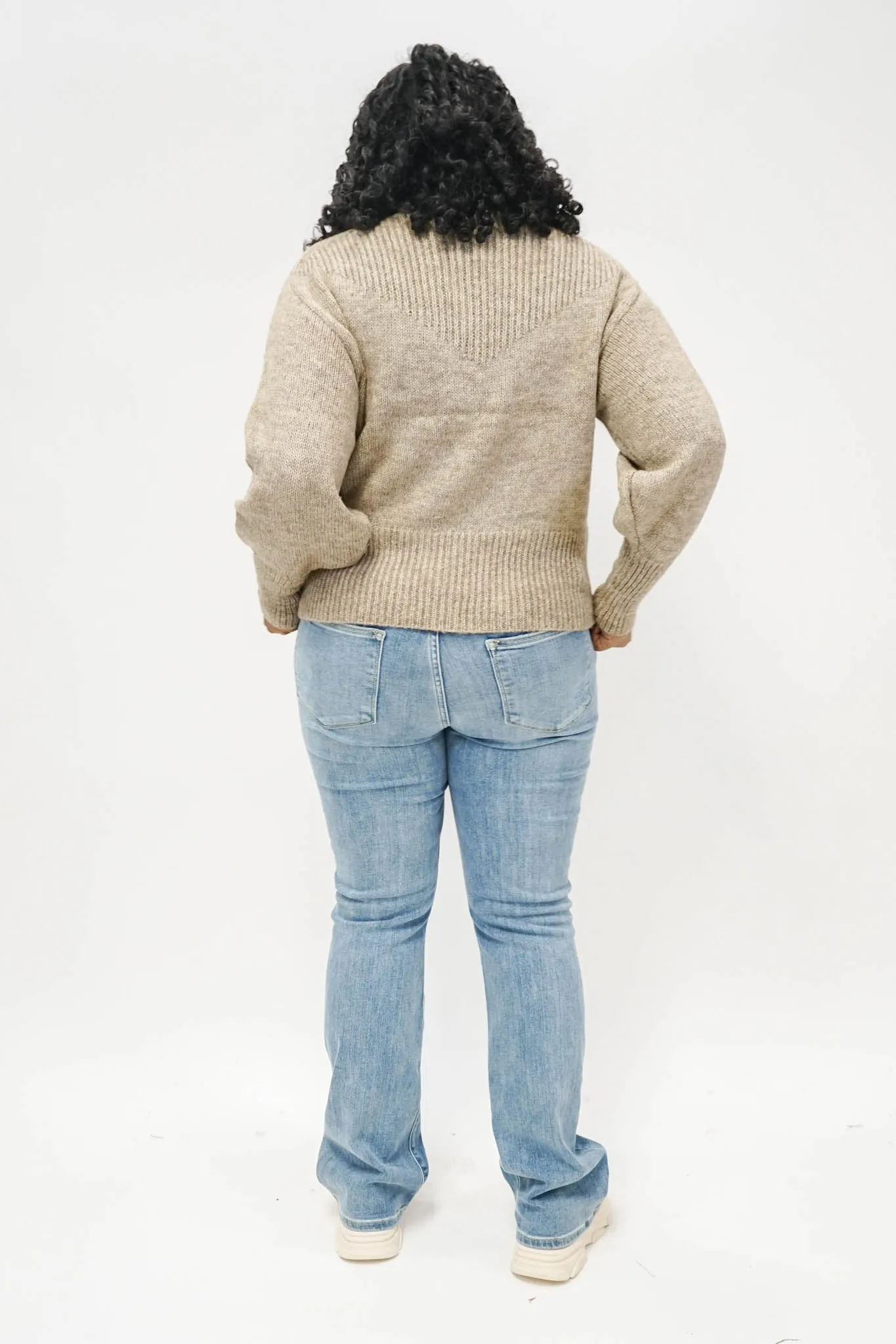 Merle Mock Neck Sweater in Oatmeal