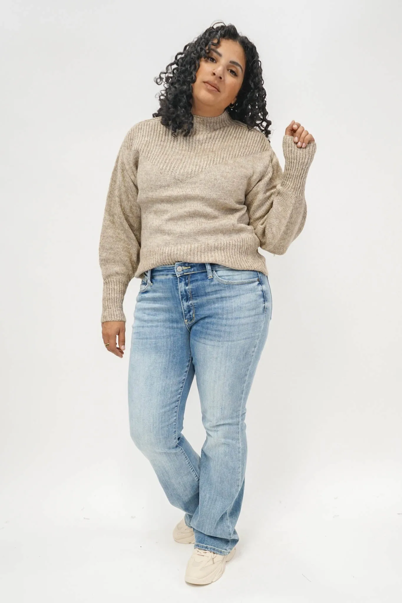 Merle Mock Neck Sweater in Oatmeal