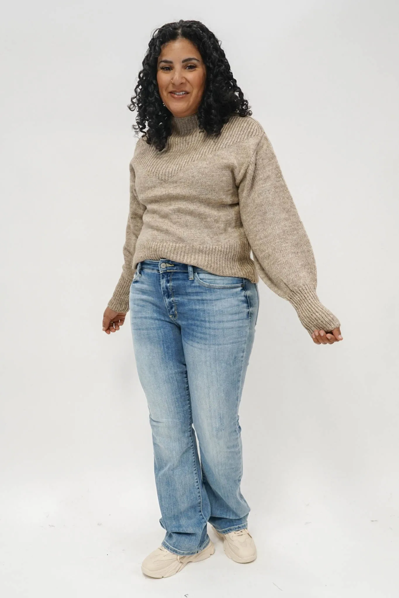 Merle Mock Neck Sweater in Oatmeal