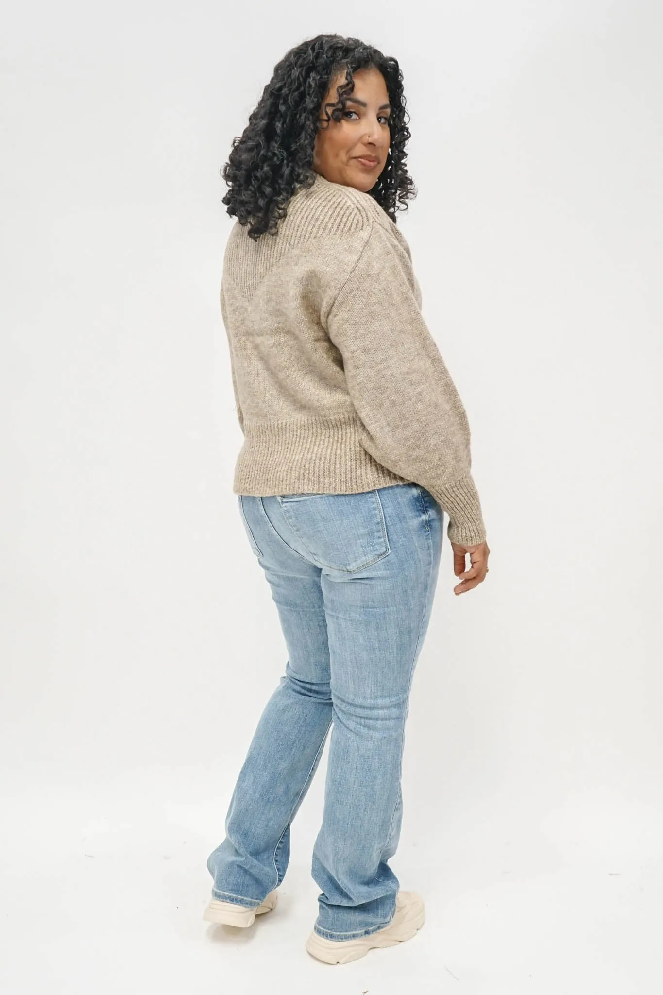 Merle Mock Neck Sweater in Oatmeal