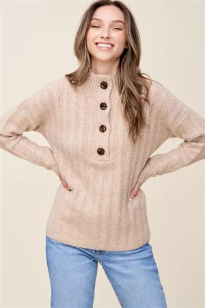 Mock Neck Oatmeal Sweater - Staccato - Final Sale