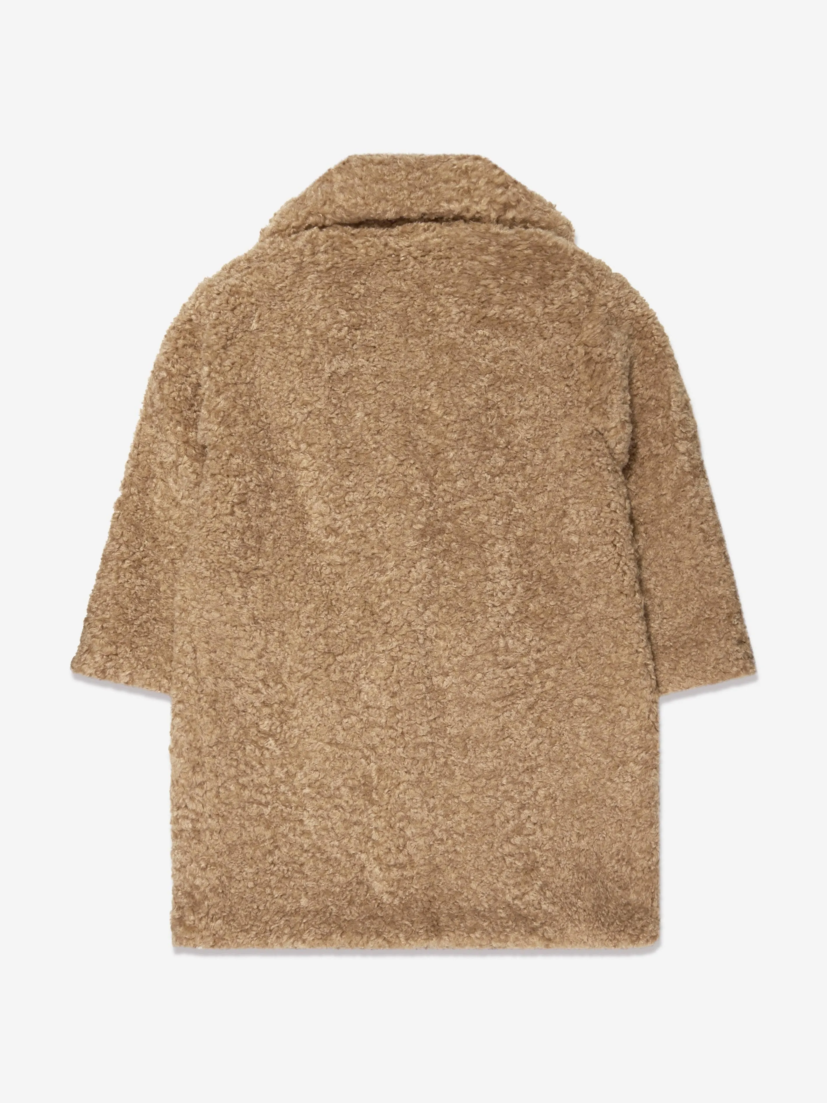 Monnalisa Girls Plush Teddy Coat in Beige