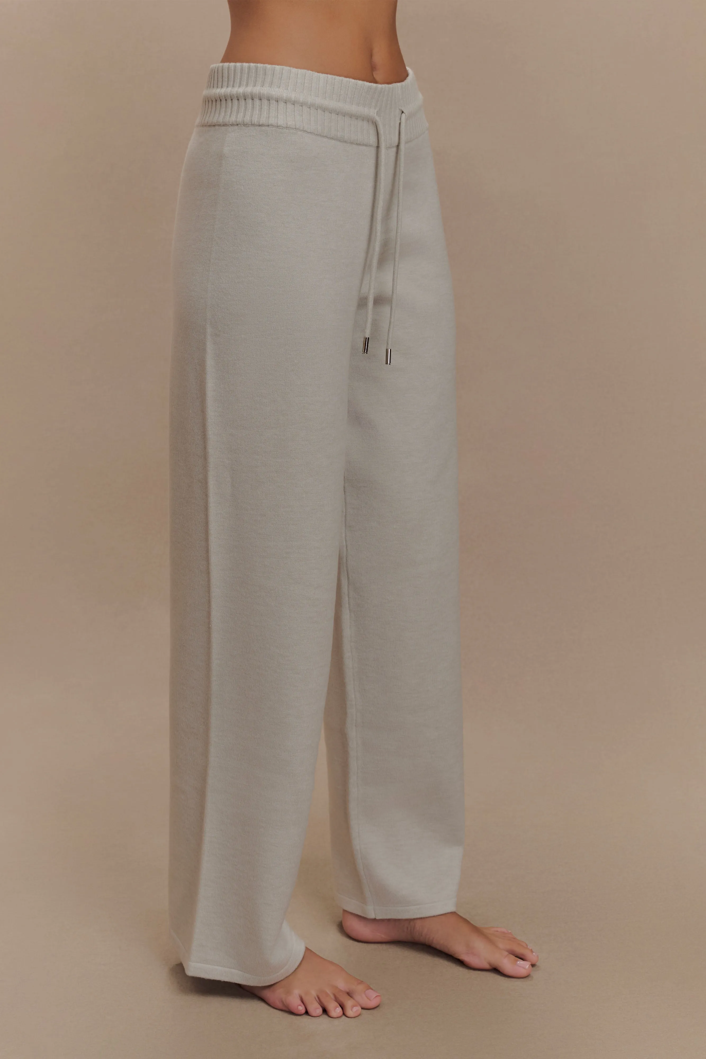 Natalya Knit Wide Leg Pants - Heather Grey Marle