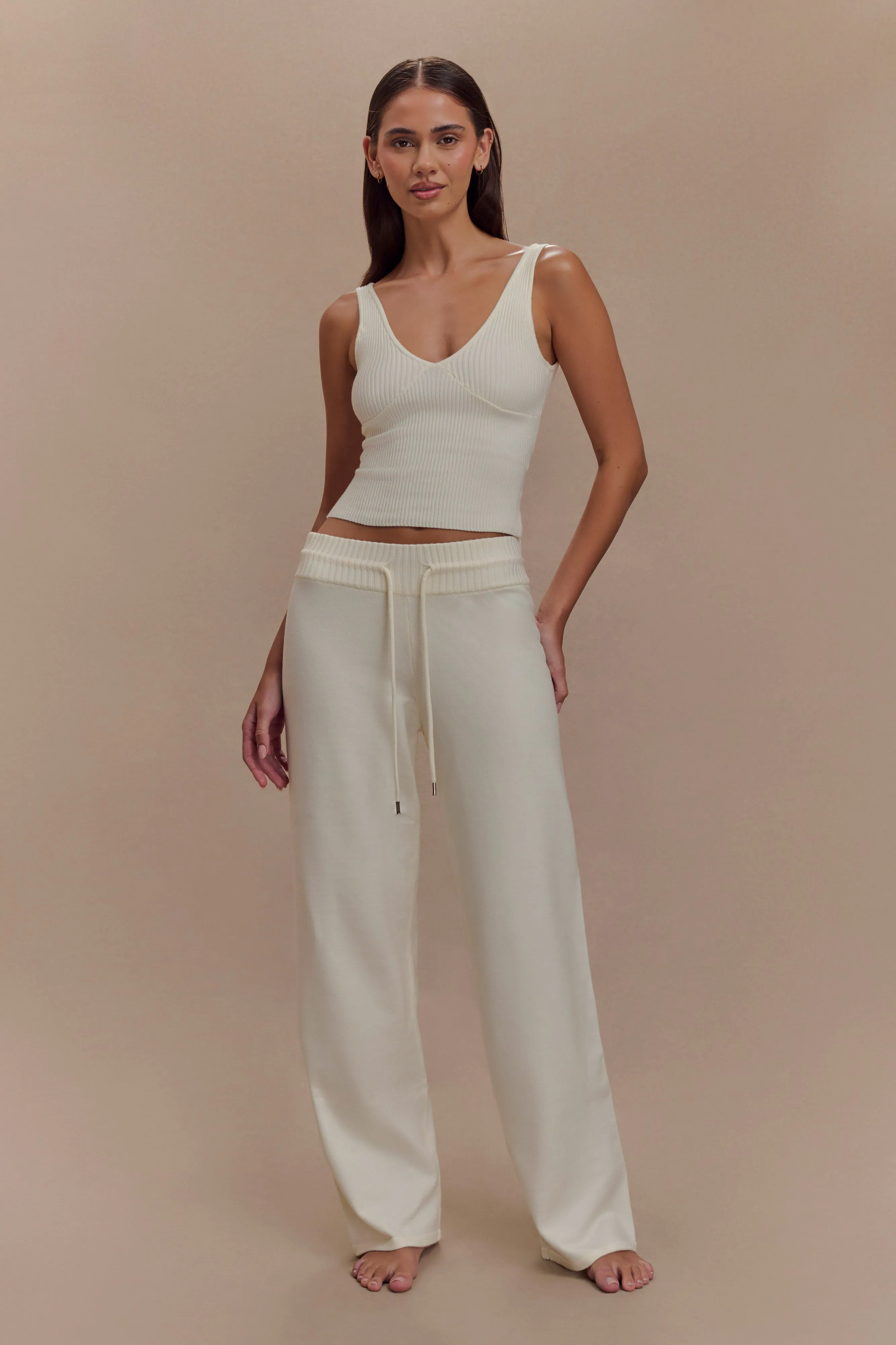 Natalya Knit Wide Leg Pants - Ivory