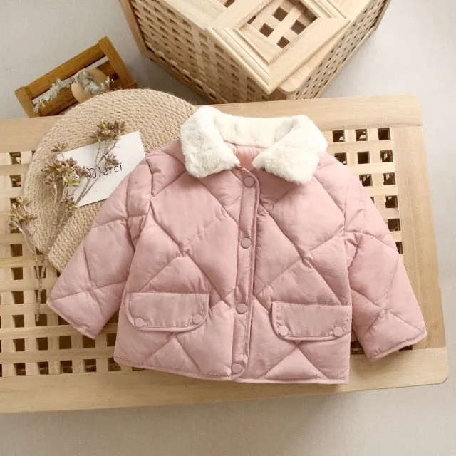 New Winter Children's Warm Cotton Jackets Girls Clothes Kids&Babys Rabbit Fur Collar Coats Korean Style For Boys Outerwears