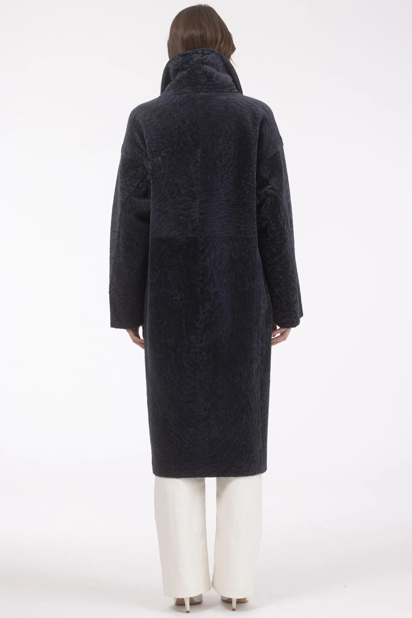 Reversible Textured Shearling Lamb Short Coat