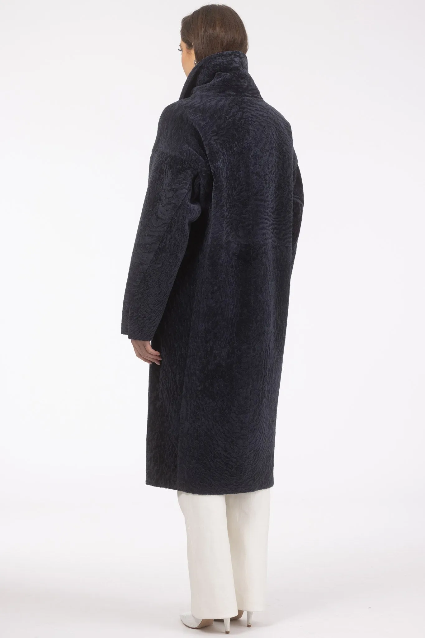 Reversible Textured Shearling Lamb Short Coat