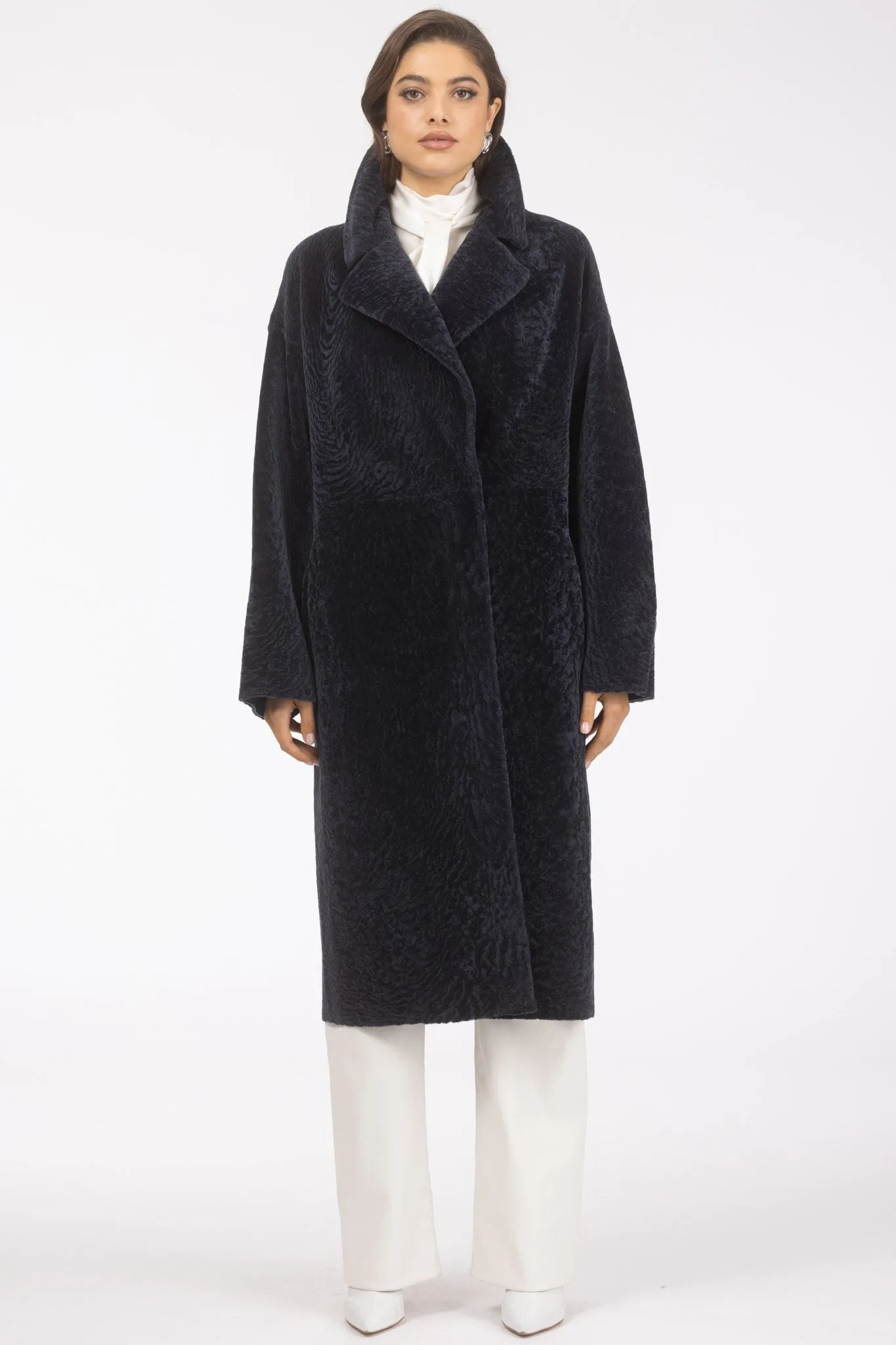 Reversible Textured Shearling Lamb Short Coat