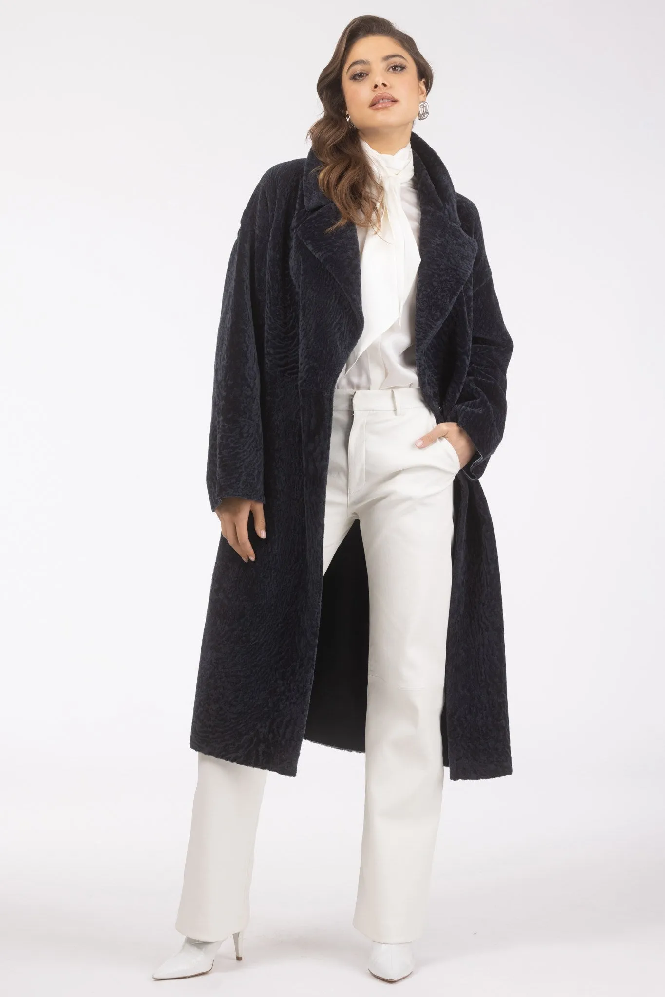 Reversible Textured Shearling Lamb Short Coat