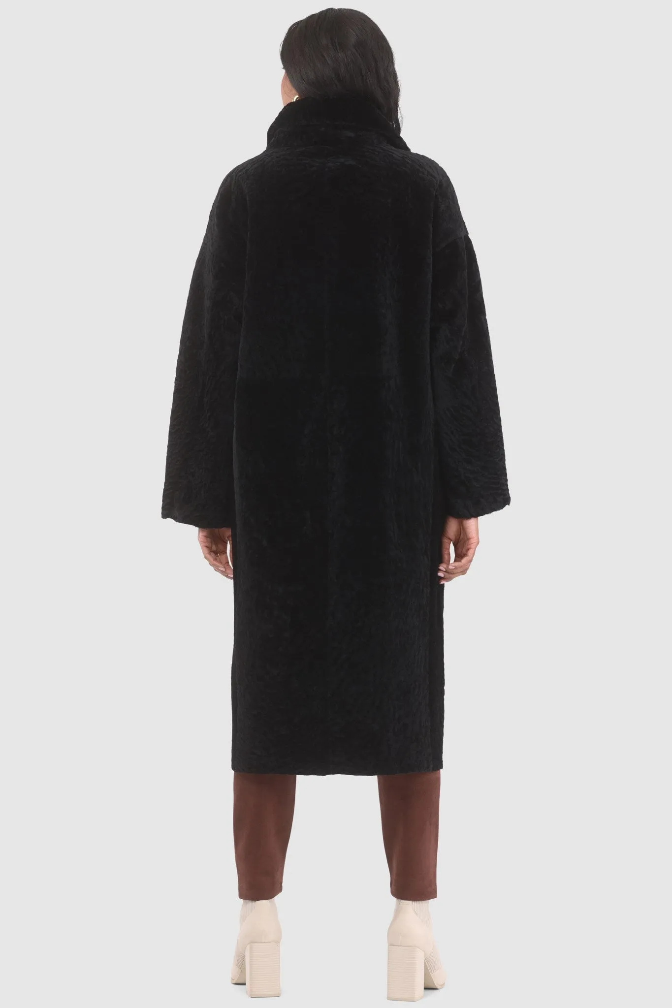 Reversible Textured Shearling Lamb Short Coat