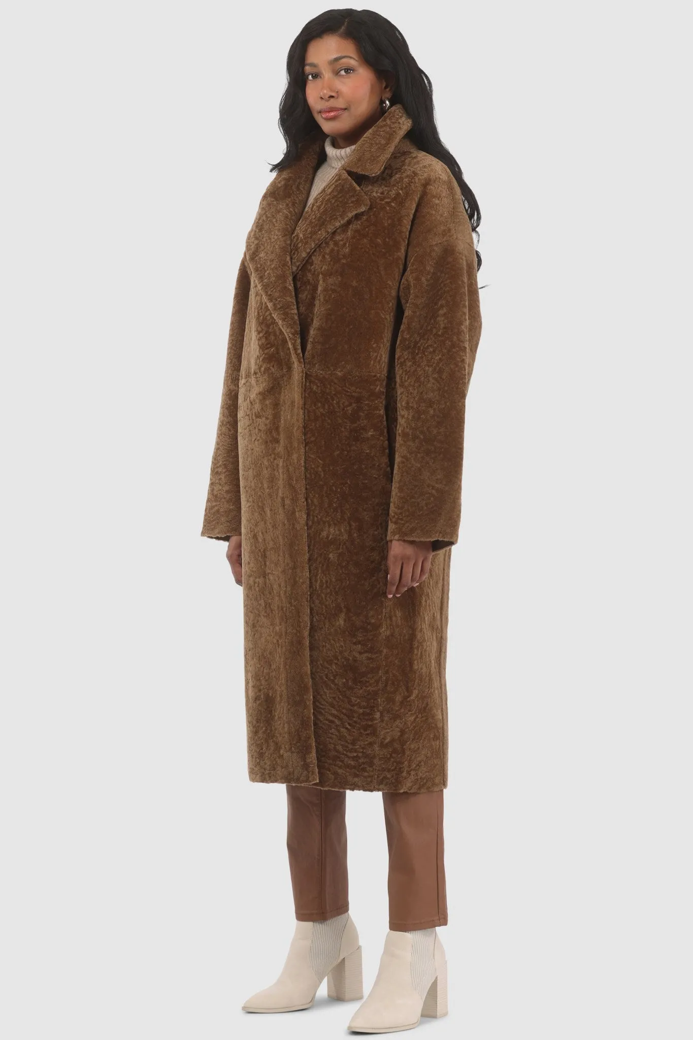 Reversible Textured Shearling Lamb Short Coat