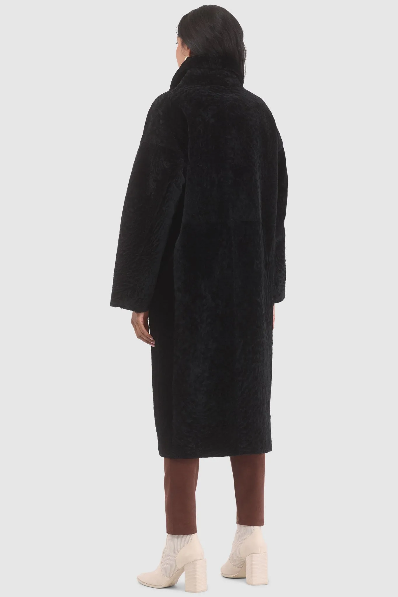 Reversible Textured Shearling Lamb Short Coat