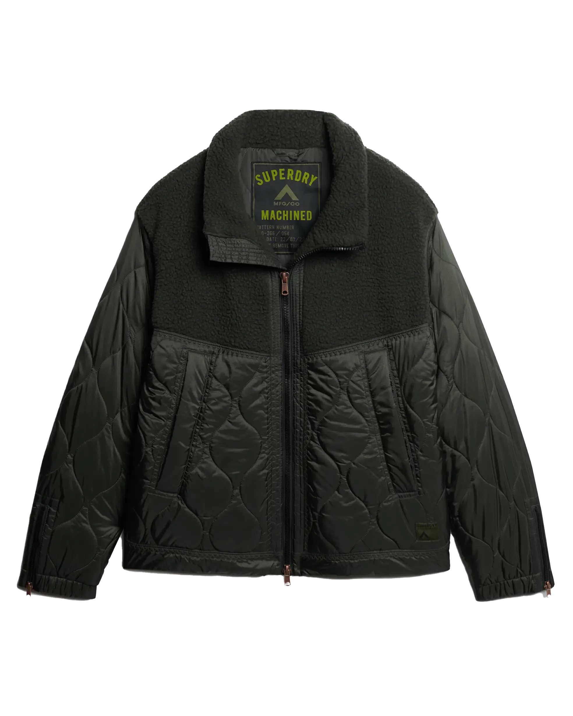 Sherpa Quilted Hybrid Jacket in Dark Grey Green