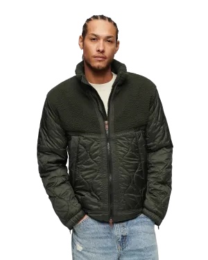 Sherpa Quilted Hybrid Jacket in Dark Grey Green