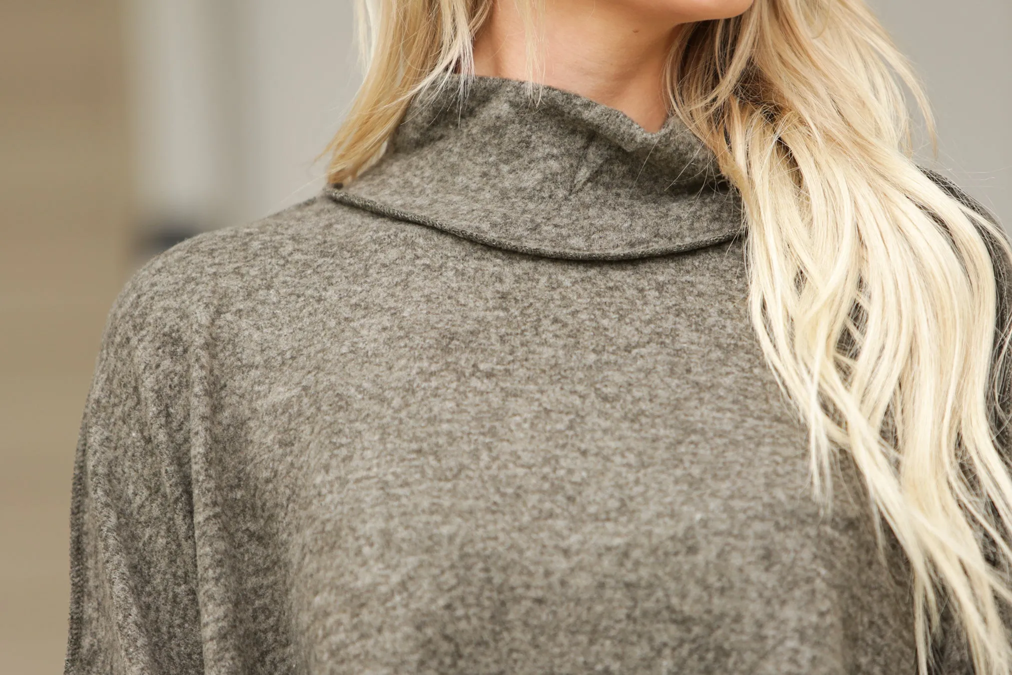 Side Slit Mock Neck Sweater