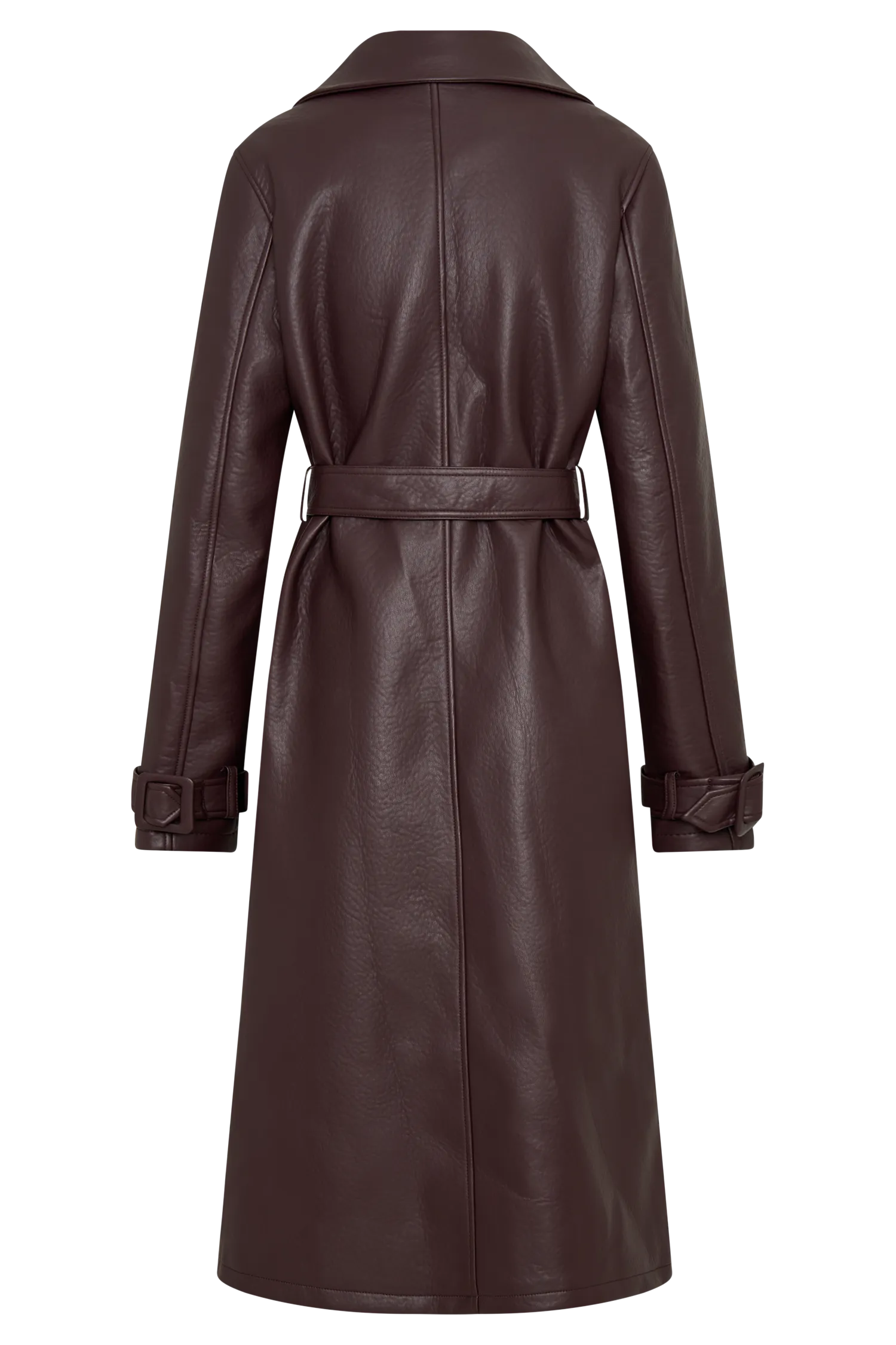 Tarah Faux Leather Trench Coat - Cacao Brown